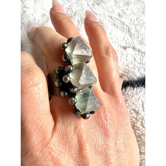 333 Portal Octahedron Fluorite Statement Ring - Picture 3 of 7